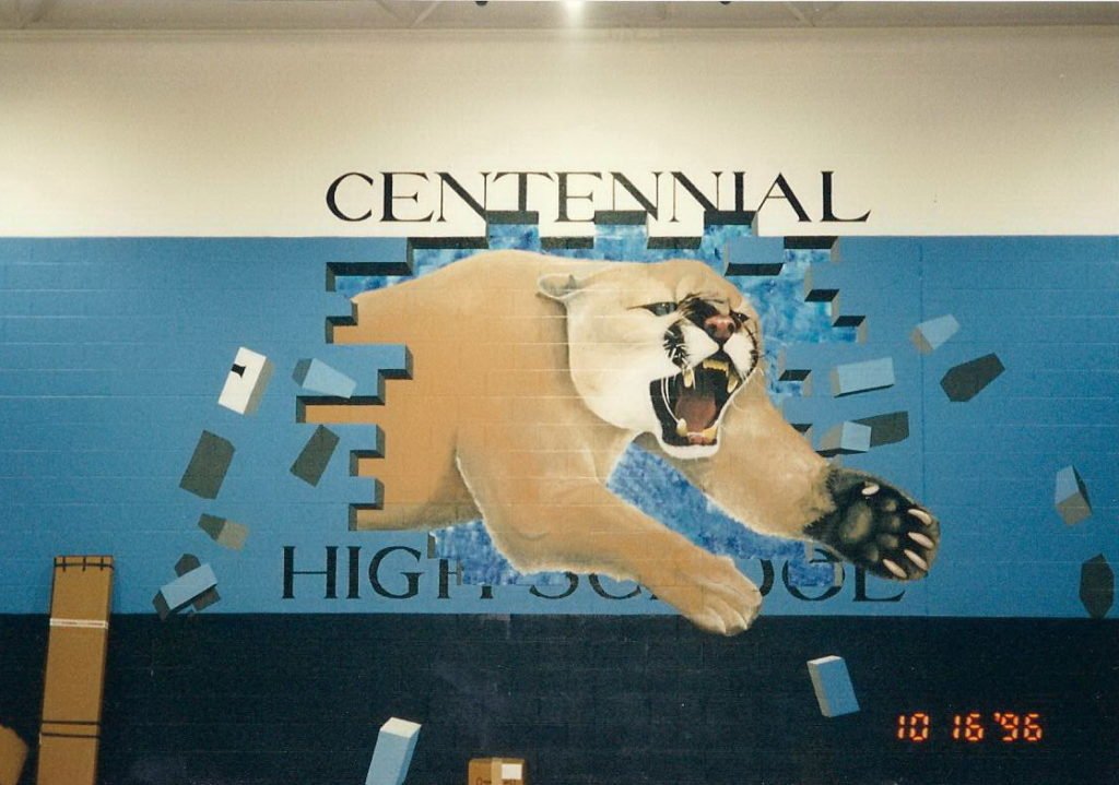 Centennial High School Cougar Mascot Brilliantly Painted Wall Mural Art